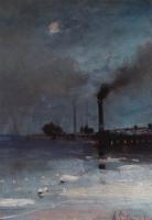 Ледоход.Пейзаж с фабрикой.1880-1890-е