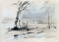 Ранняя весна. Березы у реки. 1893
